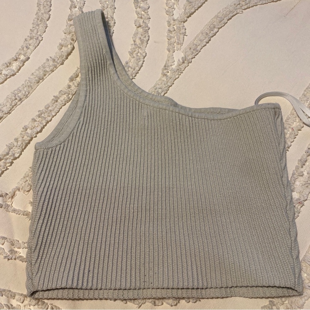One-Shoulder Ribbed Tank Top - Mauve - Picture 3 of 5